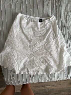 GAP White eyelet cotton Textured Flared Skirt